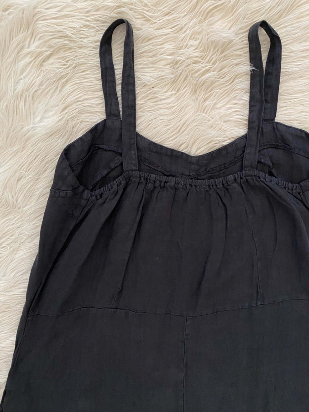 Dylan Black Linen Hazel Midi Dress Sleeveless Handkerchief Hem Minimalist Causal - Picture 7 of 11